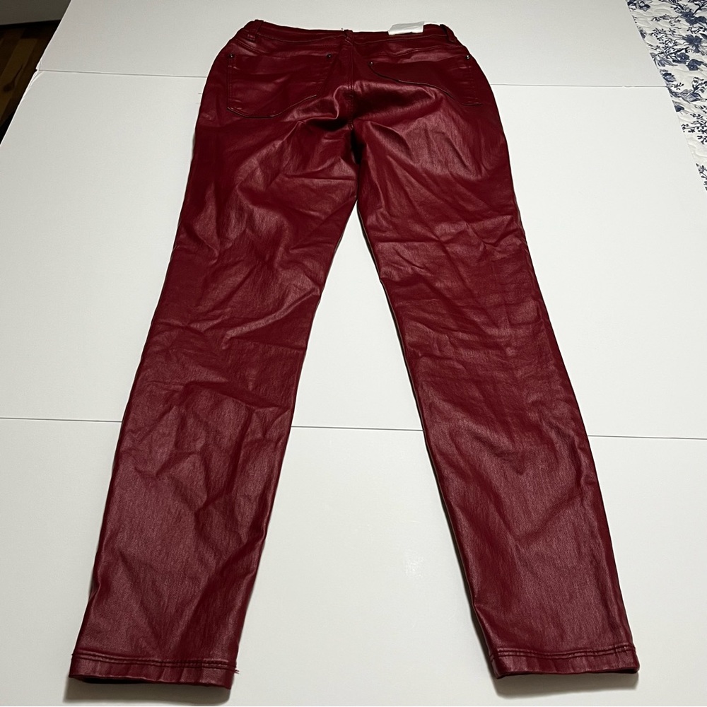 A loves A Womens Size 26 Red Merlot High Rise Ankle Skinny Coated Denim Pant NEW - Picture 11 of 11